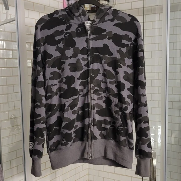 Bape A Bathing Ape Ink Camo Shark Hoodie Zip-Up.